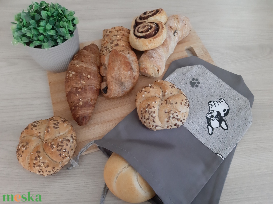 Bármitartó zsákocska szett - bulldogos, szürke színvilágban - táska & tok - bevásárlás & shopper táska - shopper, textiltáska, szatyor - Meska.hu