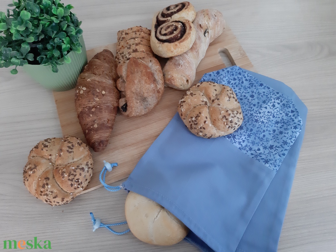 Bármitartó zsákocska szett - virágos, farmerkék színvilágban - táska & tok - bevásárlás & shopper táska - shopper, textiltáska, szatyor - Meska.hu