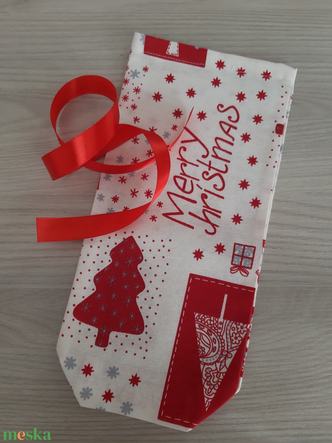 Boros, italos ajándékzsák - törtfehér alapon kari mintás - otthon & életmód - konyhafelszerelés, tálalás - tálalás - bortartó - Meska.hu