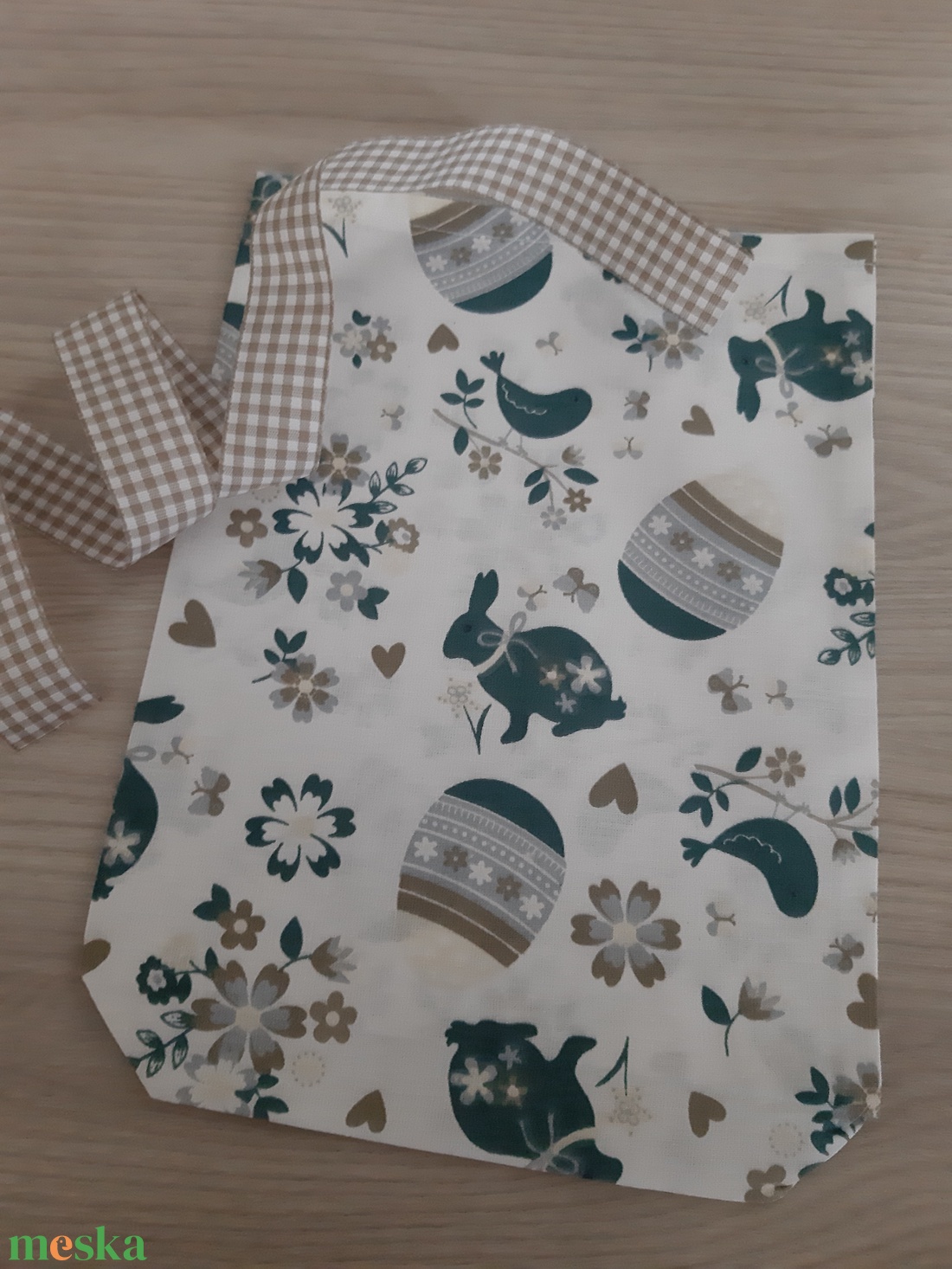 Húsvéti zsákocska ajándékozáshoz - fehér, kék és barna mintával - otthon & életmód - papír, írószer - Meska.hu