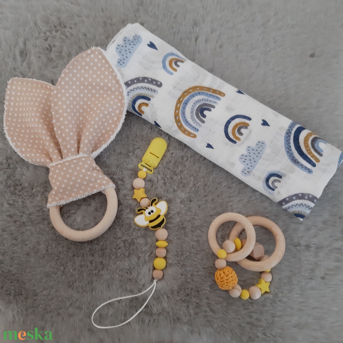 Prémium babaváró közepes szett - zümikés, vidám színvilágban - játék & sport - babalátogató ajándékcsomag - Meska.hu