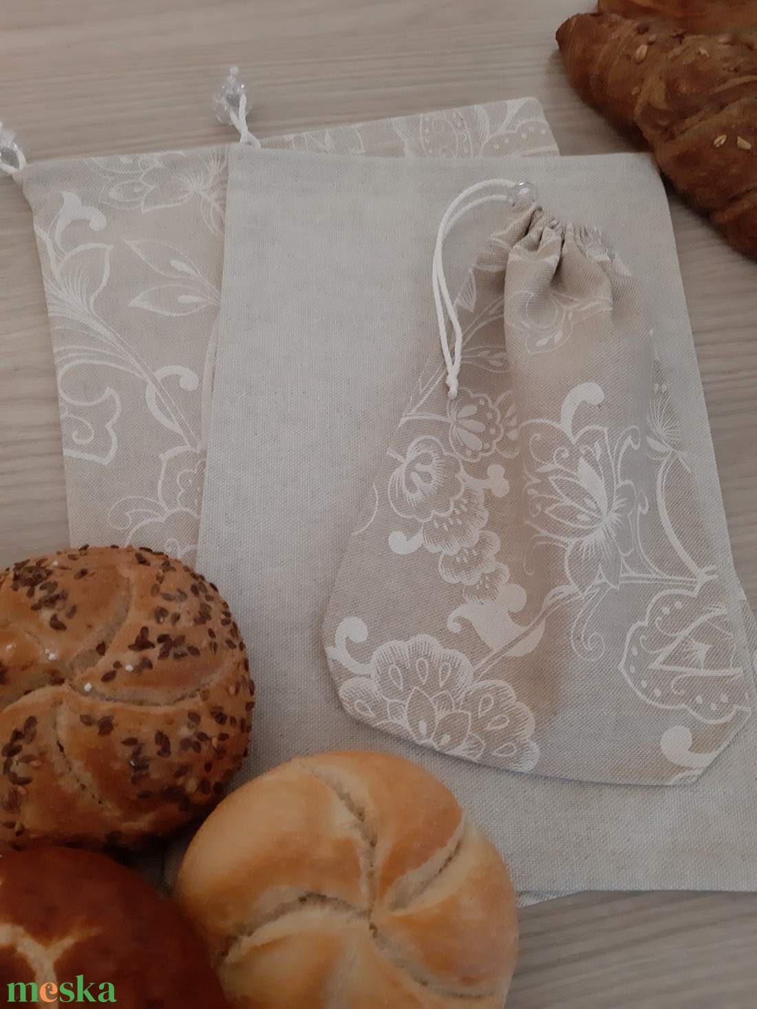 Textil zsákocska szett - natúr színvilágban - táska & tok - bevásárlás & shopper táska - shopper, textiltáska, szatyor - Meska.hu