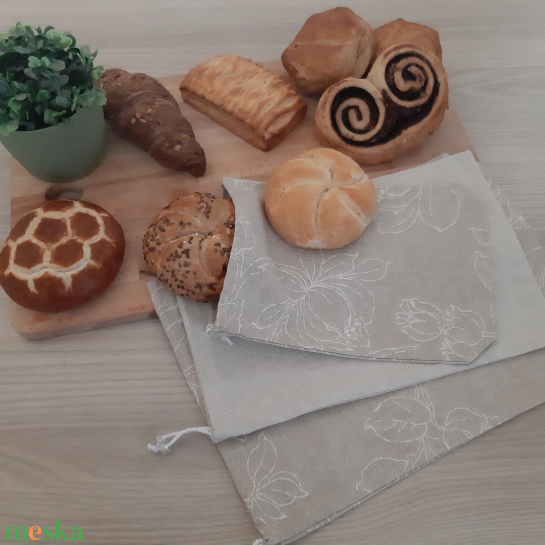 Textil zsákocska szett - natúr színvilágban - táska & tok - bevásárlás & shopper táska - shopper, textiltáska, szatyor - Meska.hu