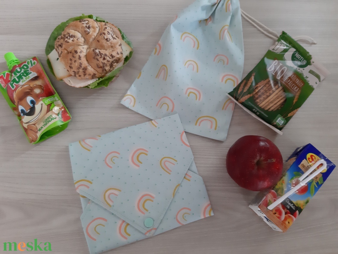 Prémium tízórais szett (2 db-os) gyerekeknek - szivárványos, csajos színvilágban - otthon & életmód - konyhafelszerelés, tálalás - konyhai textil - szalvéta - Meska.hu