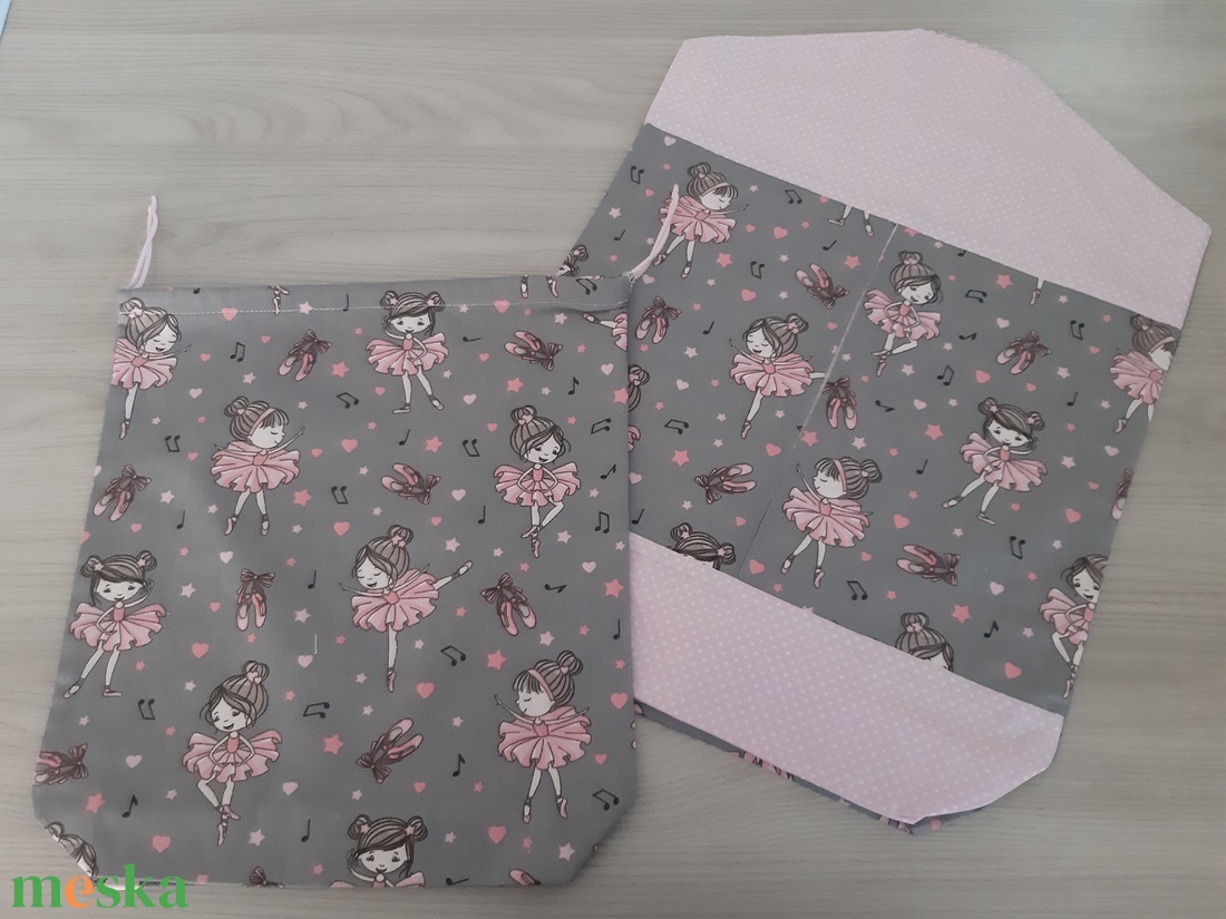 Ovis vagy bölcsis zsák és tornazsák szett csajoknak - balerina, halványrózsaszín pöttyökkel - játék & sport - ovis felszerelés - ovis szett - Meska.hu