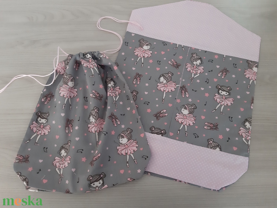 Ovis vagy bölcsis zsák és tornazsák szett csajoknak - balerina, halványrózsaszín pöttyökkel - játék & sport - ovis felszerelés - ovis szett - Meska.hu