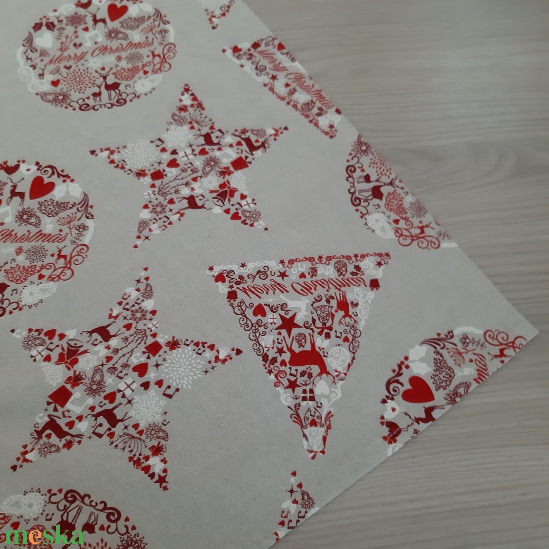 Ünnepi asztalközép, terítő - natúr alapon karácsonyi minta - otthon & életmód - konyhafelszerelés, tálalás - tálalás - terítő - Meska.hu