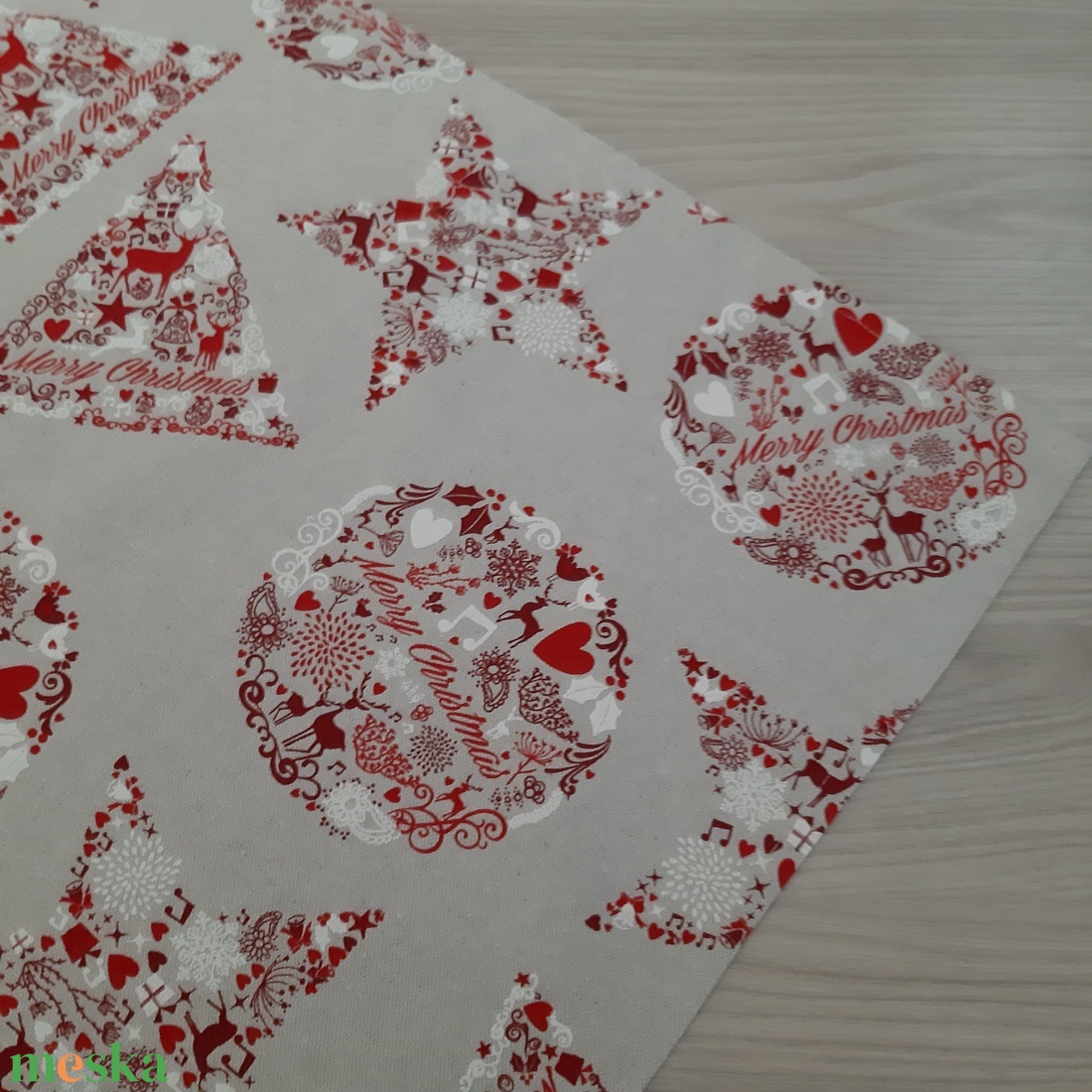 Ünnepi asztalközép, terítő - natúr alapon karácsonyi minta - otthon & életmód - konyhafelszerelés, tálalás - tálalás - terítő - Meska.hu