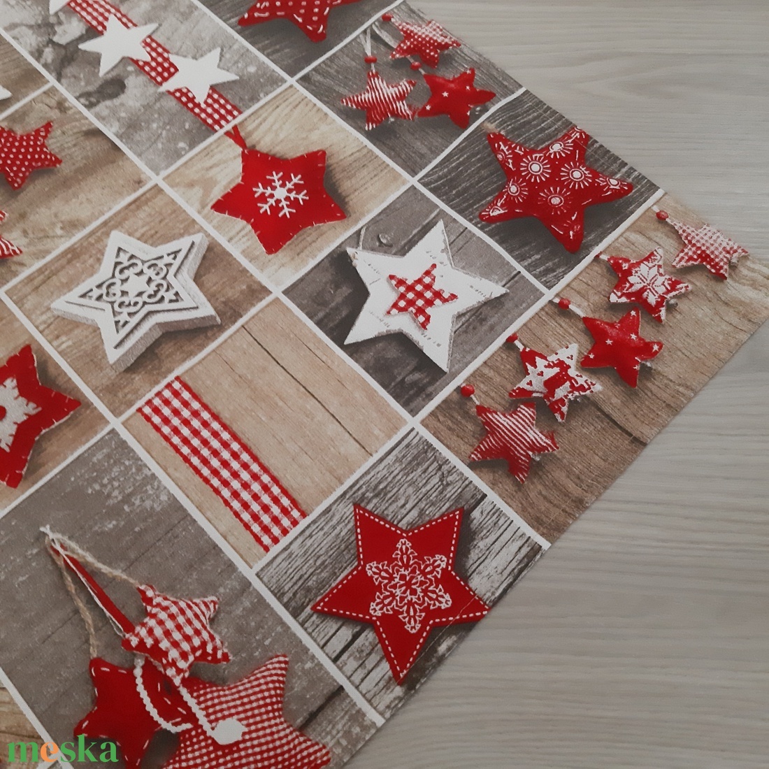 Ünnepi asztalközép, terítő - csillagok, rusztikus alapon - otthon & életmód - konyhafelszerelés, tálalás - tálalás - terítő - Meska.hu