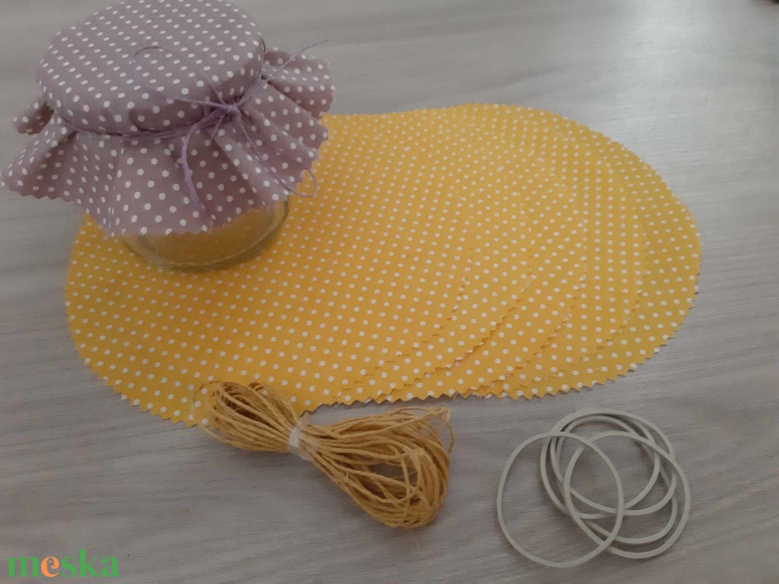 Befőttes tető szett - 5 db-os, napsárga, pötyis (barack) - otthon & életmód - konyhafelszerelés, tálalás - konyhai textil - edényfogó & edényfedő - Meska.hu Befőttes tető szett - 5 db-os, napsárga, pötyis (barack) - otthon & életmód - konyhafelszerelés, tálalás - konyhai textil - edényfogó & edényfedő - Meska.hu