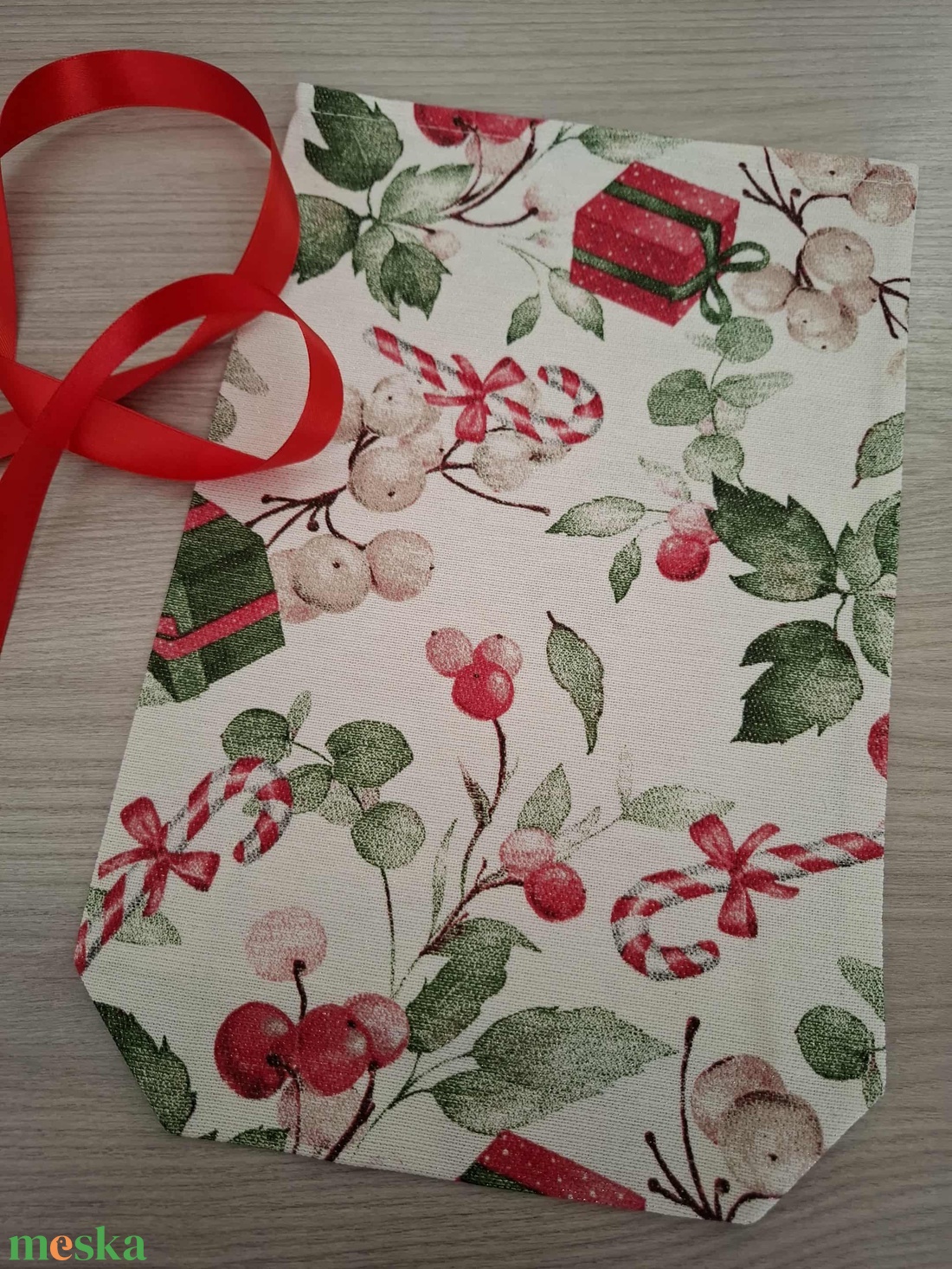 Mikulás zsák - csillogós, téli hangulatú mintával - karácsony - mikulás - mikulás zsák - Meska.hu