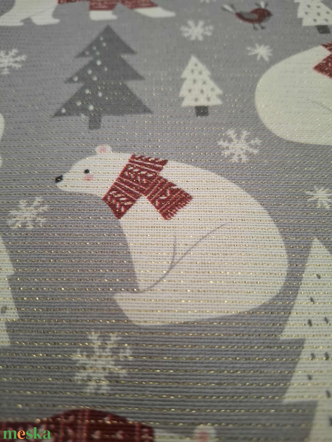 Mikulás zsák - csillogós, jegesmacis mintával - karácsony - mikulás - mikulás zsák - Meska.hu