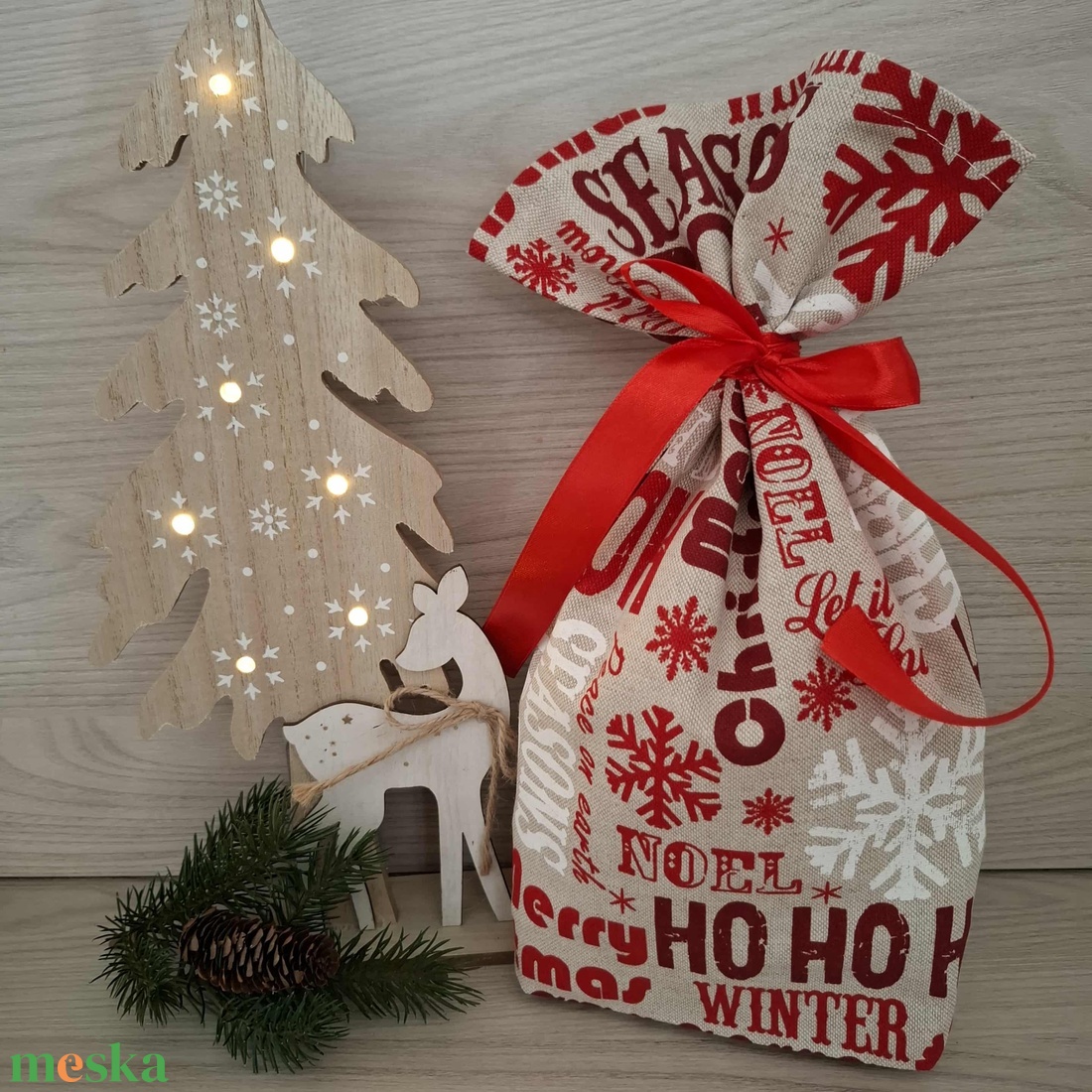 Mikulás zsák - ünnepi felirattal - karácsony - mikulás - mikulás zsák - Meska.hu