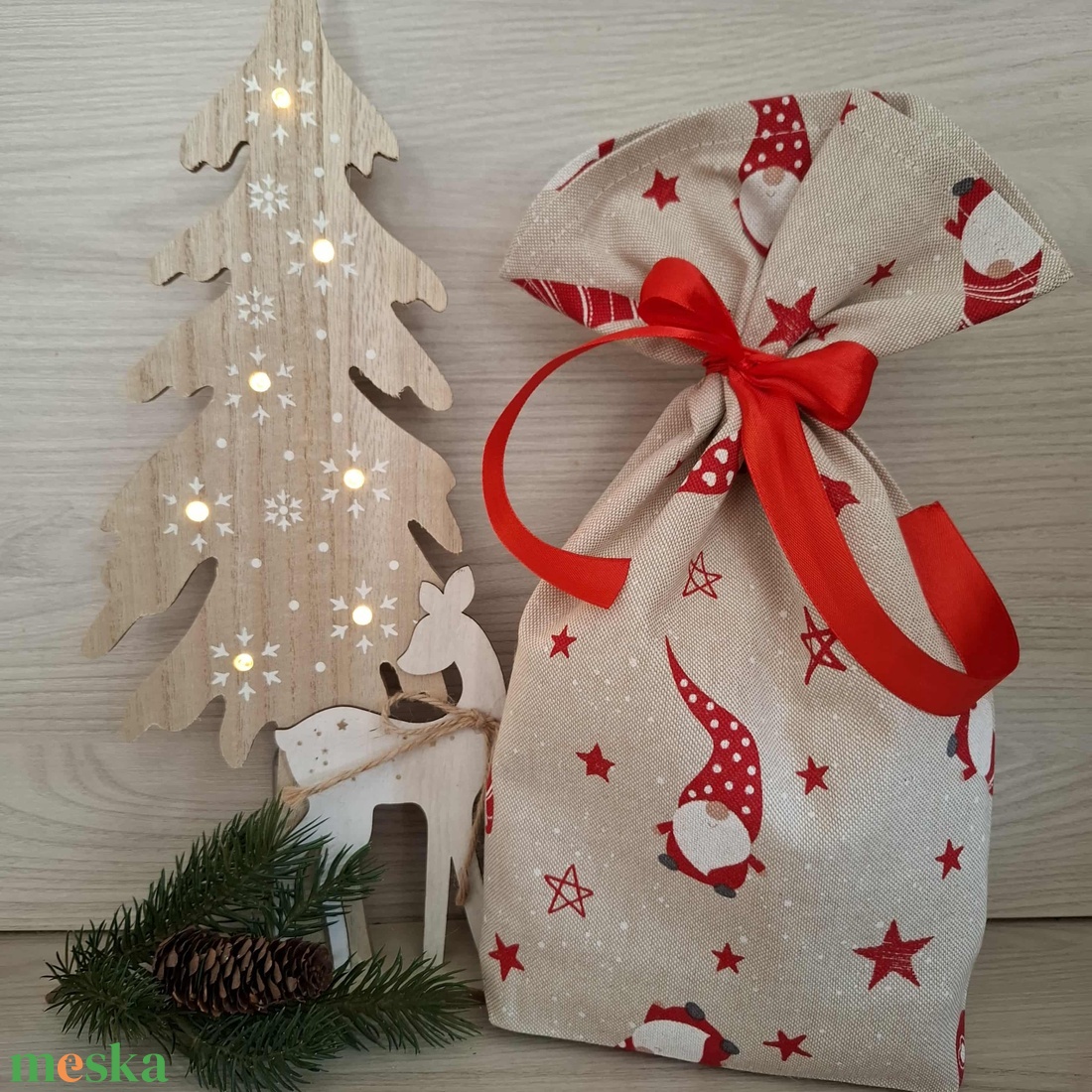 Ajándék zsák - manós, csillagos - karácsony - mikulás - mikulás zsák - Meska.hu