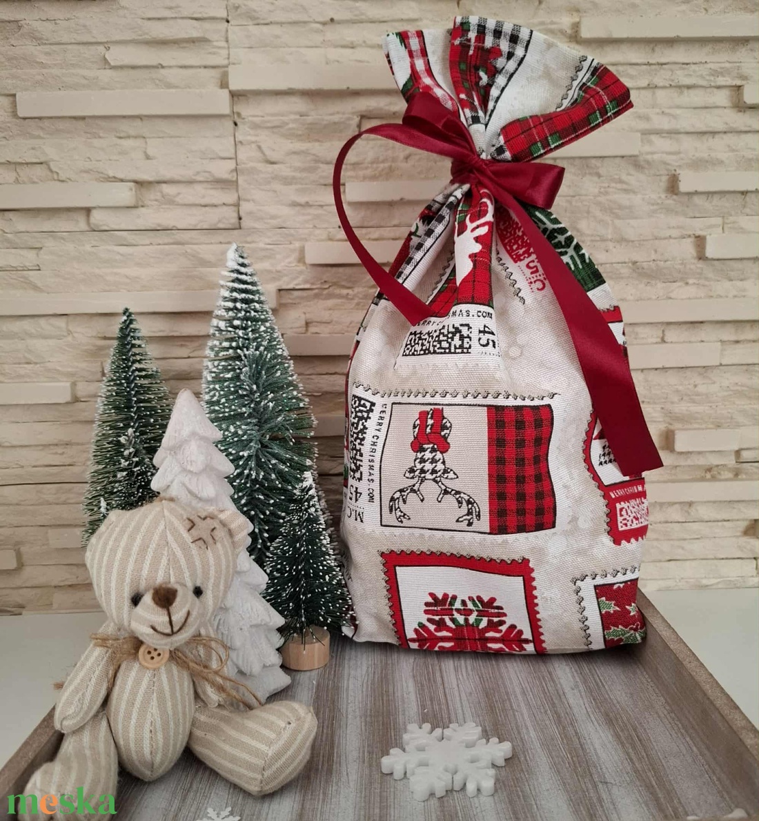 Mikulás zsák - bélyeges, téli hangulatban - karácsony - mikulás - mikulás zsák - Meska.hu