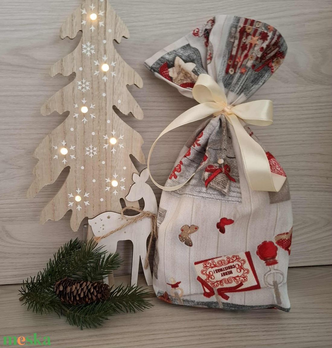 Mikulás zsák - rusztikus ünnepi minta - karácsony - mikulás - mikulás zsák - Meska.hu