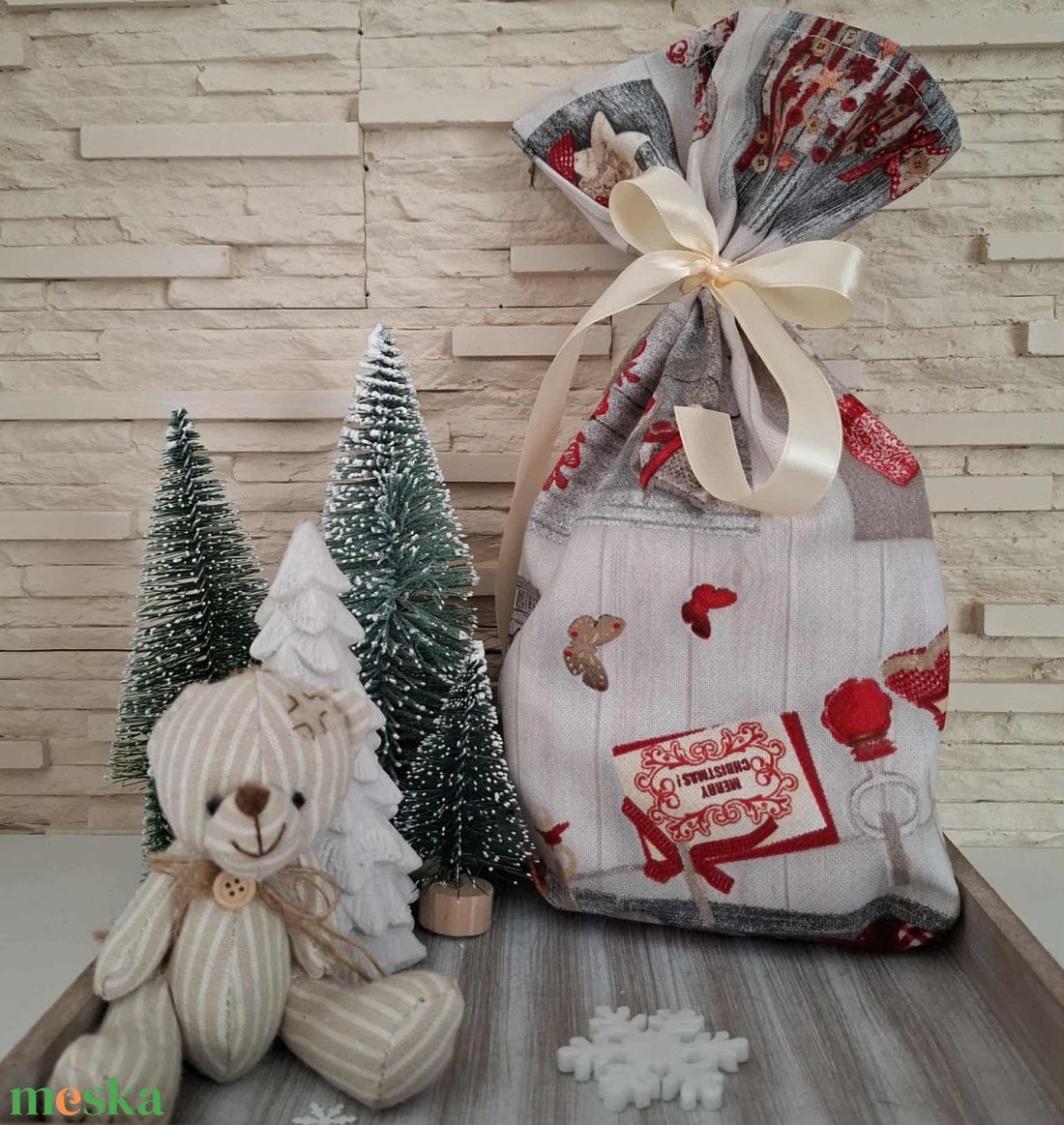 Mikulás zsák - rusztikus ünnepi minta - karácsony - mikulás - mikulás zsák - Meska.hu