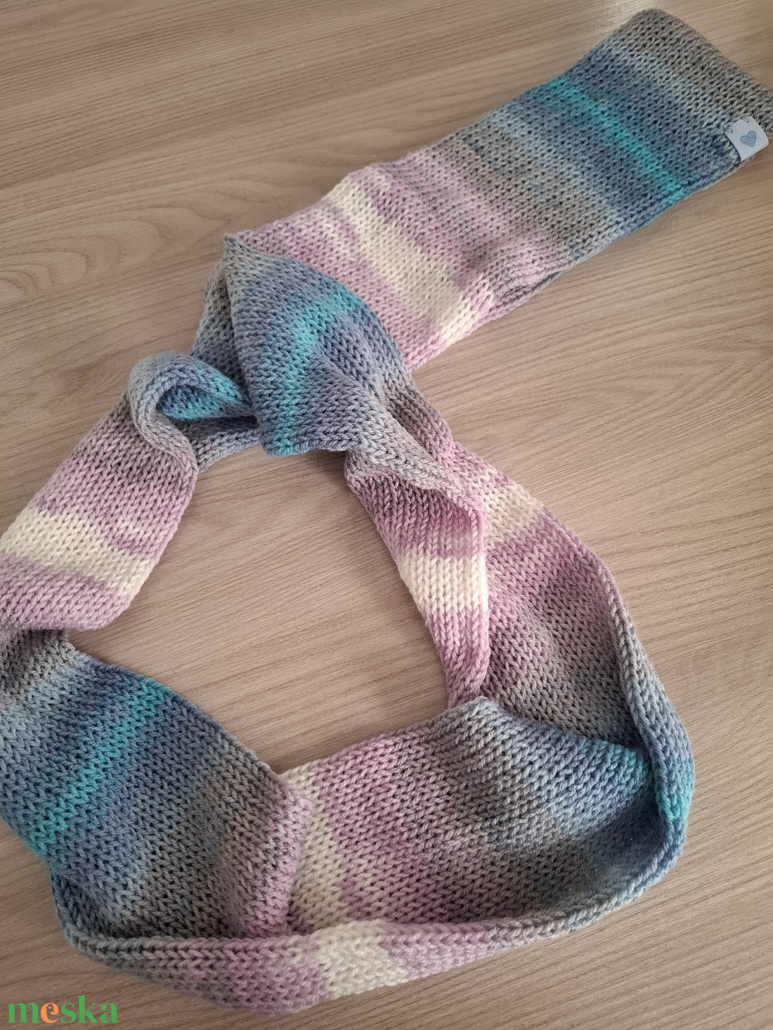 Kötött csősál batikolt fonalból - jégkirálynő (lilás és kékes árnyalatok) - ruha & divat - sál, sapka, kendő - sál - Meska.hu