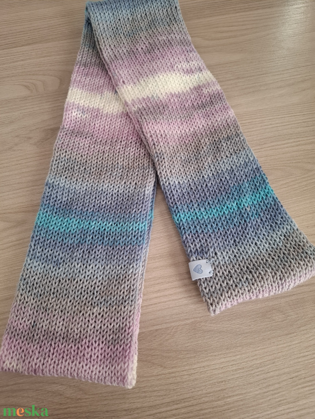 Kötött csősál batikolt fonalból - jégkirálynő (lilás és kékes árnyalatok) - ruha & divat - sál, sapka, kendő - sál - Meska.hu