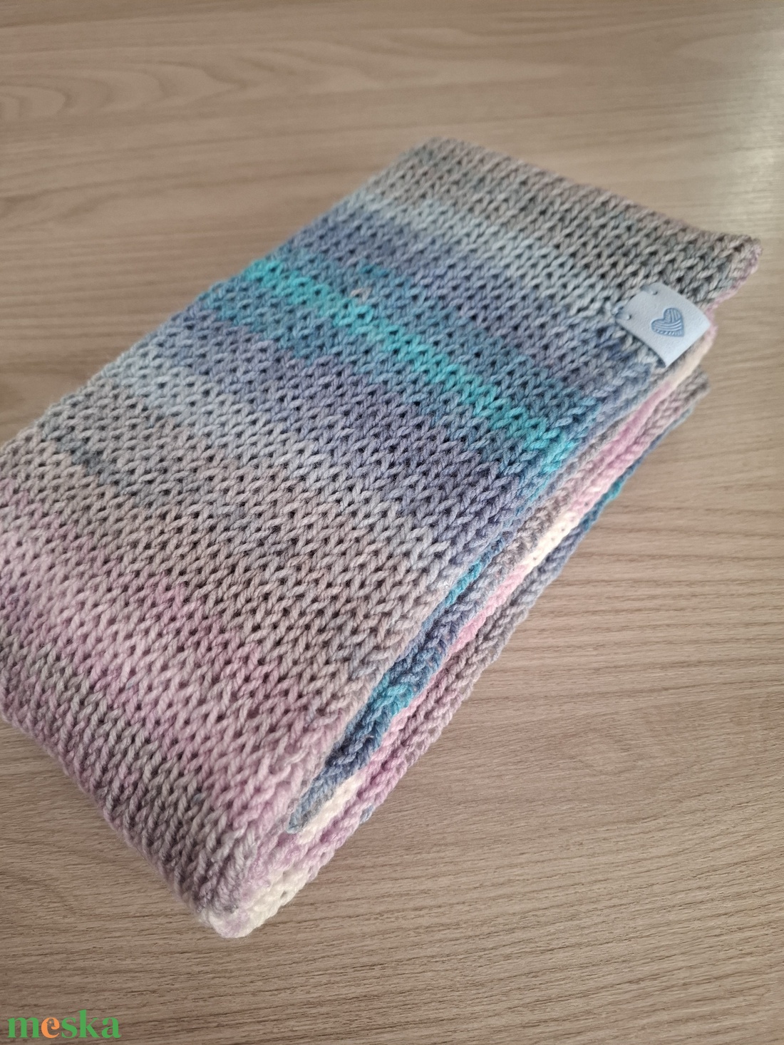 Kötött csősál batikolt fonalból - jégkirálynő (lilás és kékes árnyalatok) - ruha & divat - sál, sapka, kendő - sál - Meska.hu