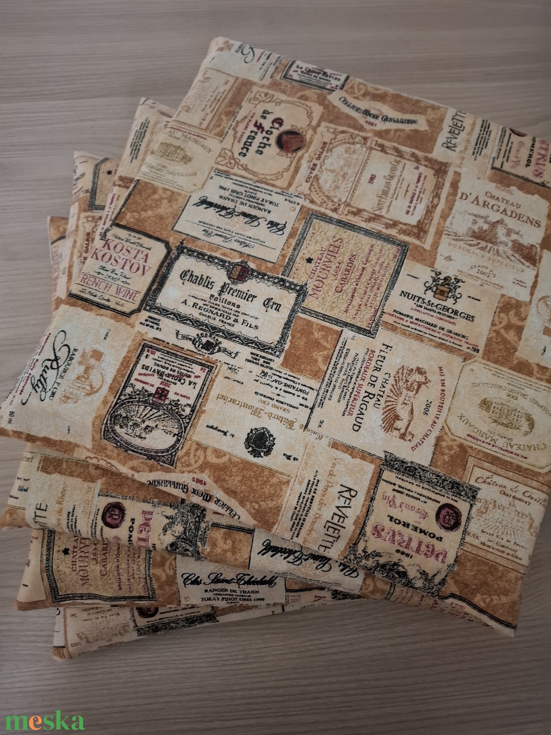 Székpárna szett (4 db-os) - boros címkék, natúr színvilágban - otthon & életmód - lakástextil - székpárna, huzat - Meska.hu