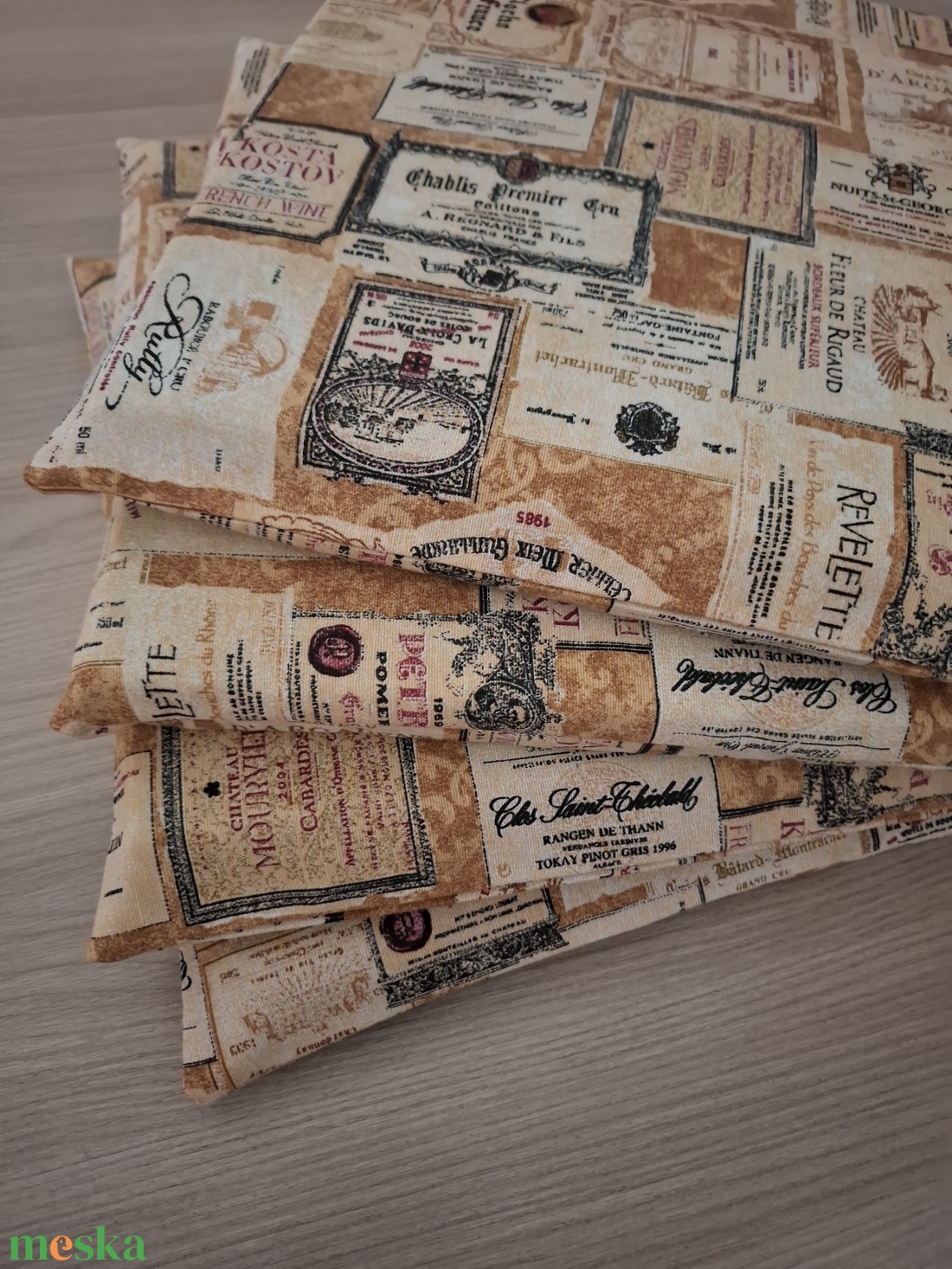 Székpárna szett (4 db-os) - boros címkék, natúr színvilágban - otthon & életmód - lakástextil - székpárna, huzat - Meska.hu