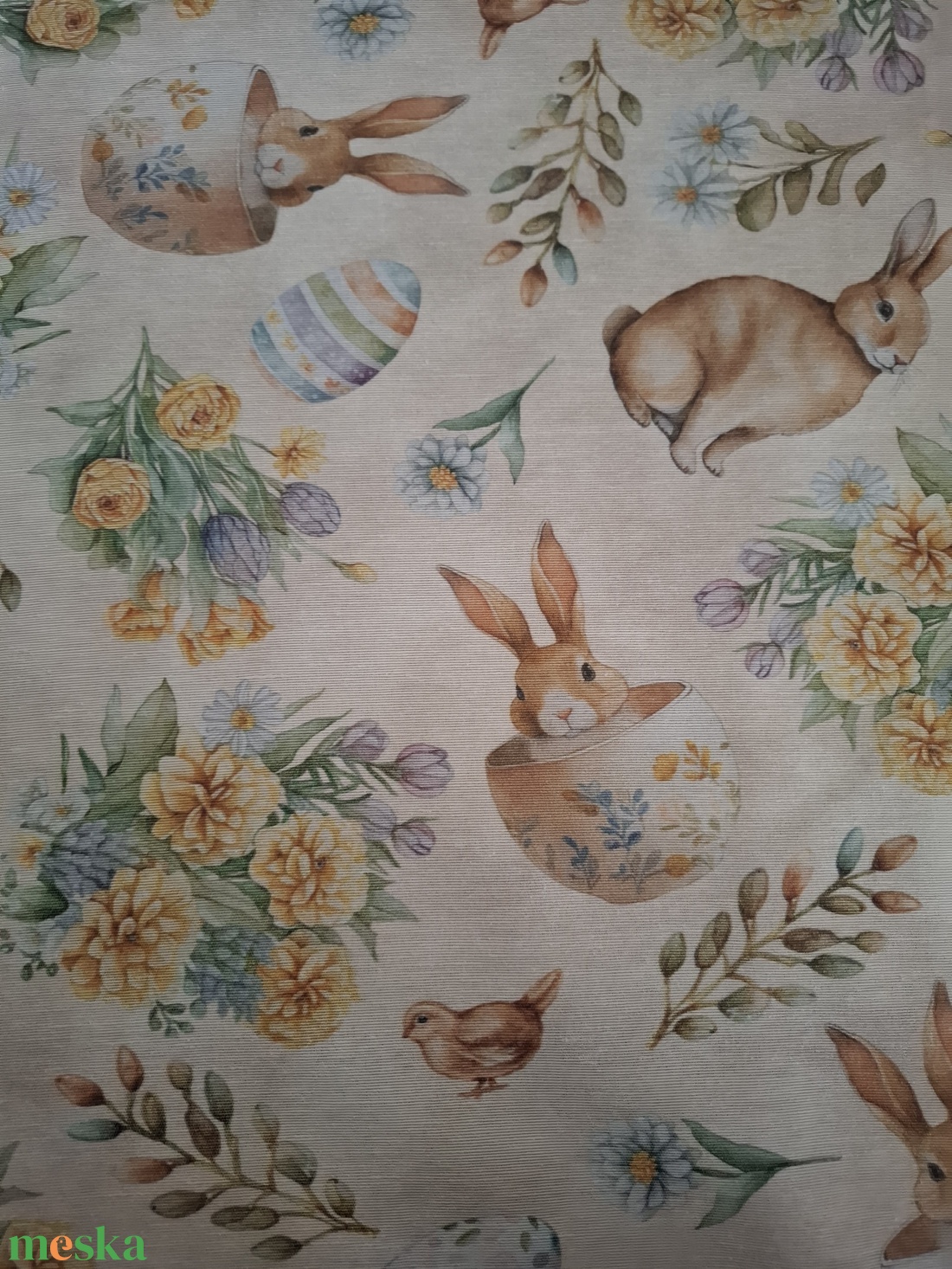 Húsvéti asztalközép nyuszkós, pasztelles színvilágban - otthon & életmód - lakástextil - abrosz, terítő - étkezőabrosz - Meska.hu