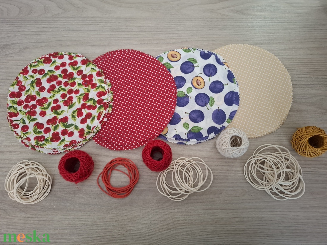 Befőttes tető szett - 59 db-os, Judit finomságaira - otthon & életmód - konyhafelszerelés, tálalás - konyhai textil - edényfogó & edényfedő - Meska.hu