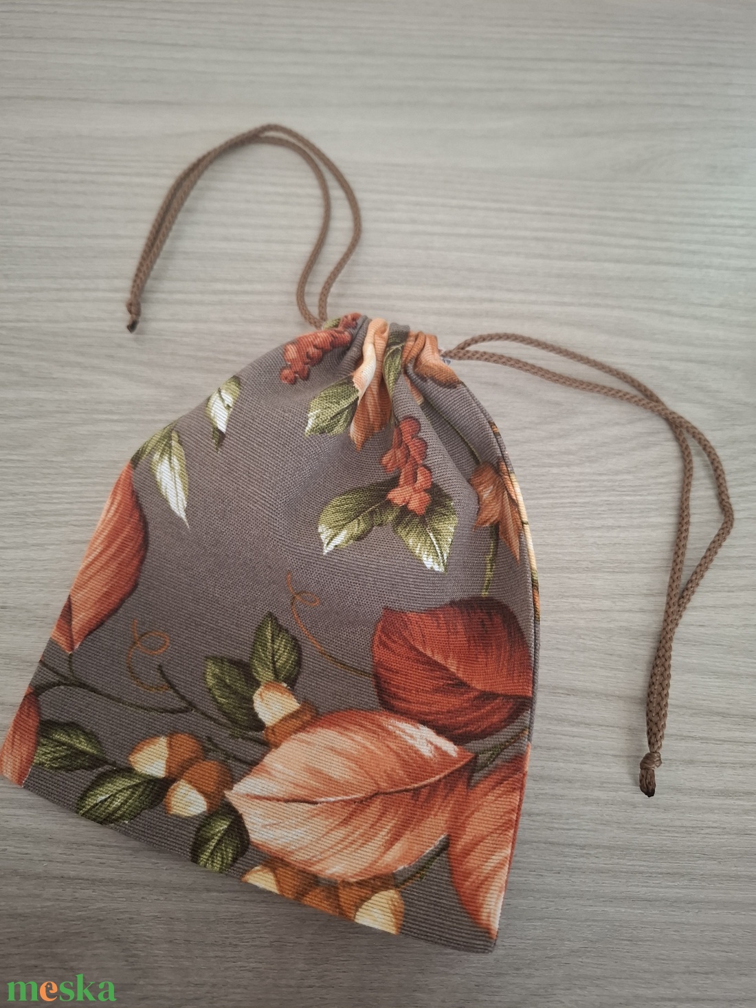 Őszi szatyor és zsákocska szett - barna levelek - táska & tok - bevásárlás & shopper táska - shopper, textiltáska, szatyor - Meska.hu