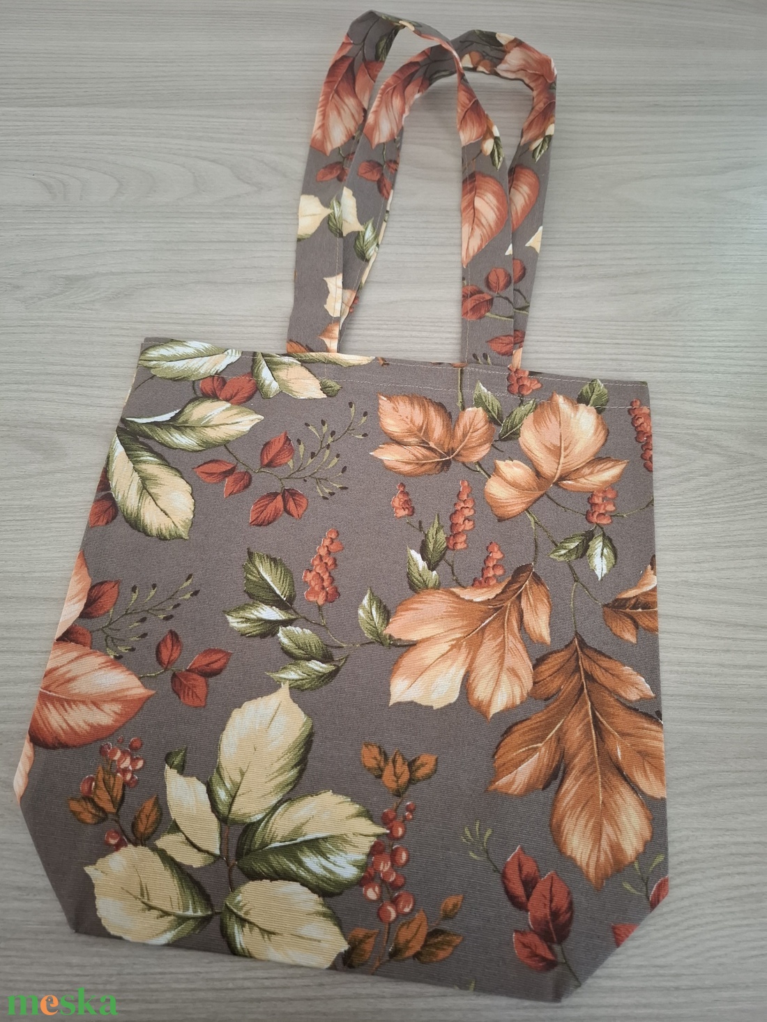Őszi szatyor és zsákocska szett - barna levelek - táska & tok - bevásárlás & shopper táska - shopper, textiltáska, szatyor - Meska.hu