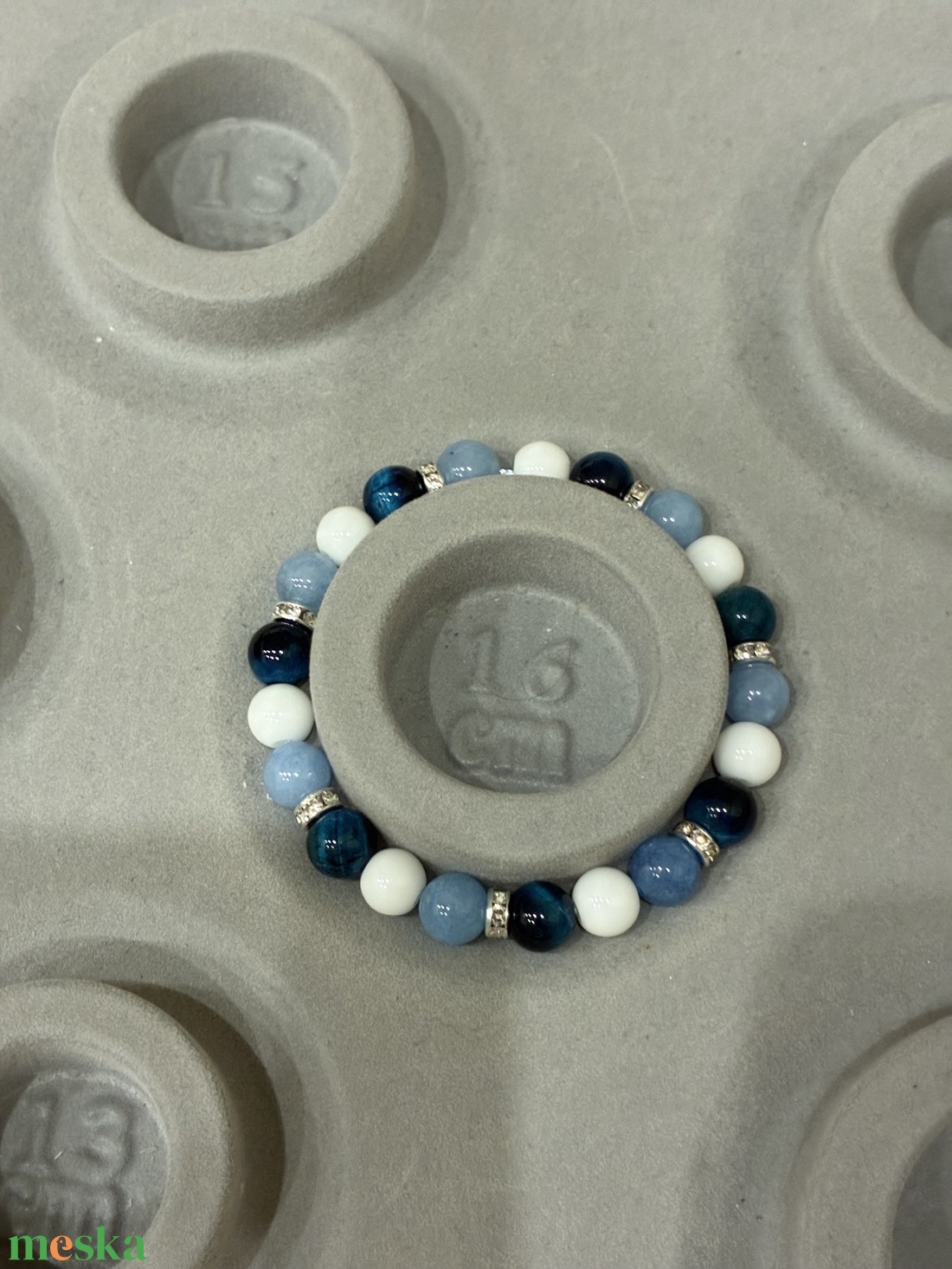 Tigrisszem-kalcedon-achát ásvány karkötő - ékszer - karkötő - ásványkarkötő - Meska.hu