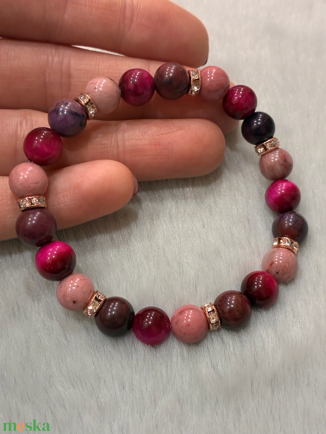 Tigrisszem-sugilit-rodinit ásvány karkötő - ékszer - karkötő - ásványkarkötő - Meska.hu