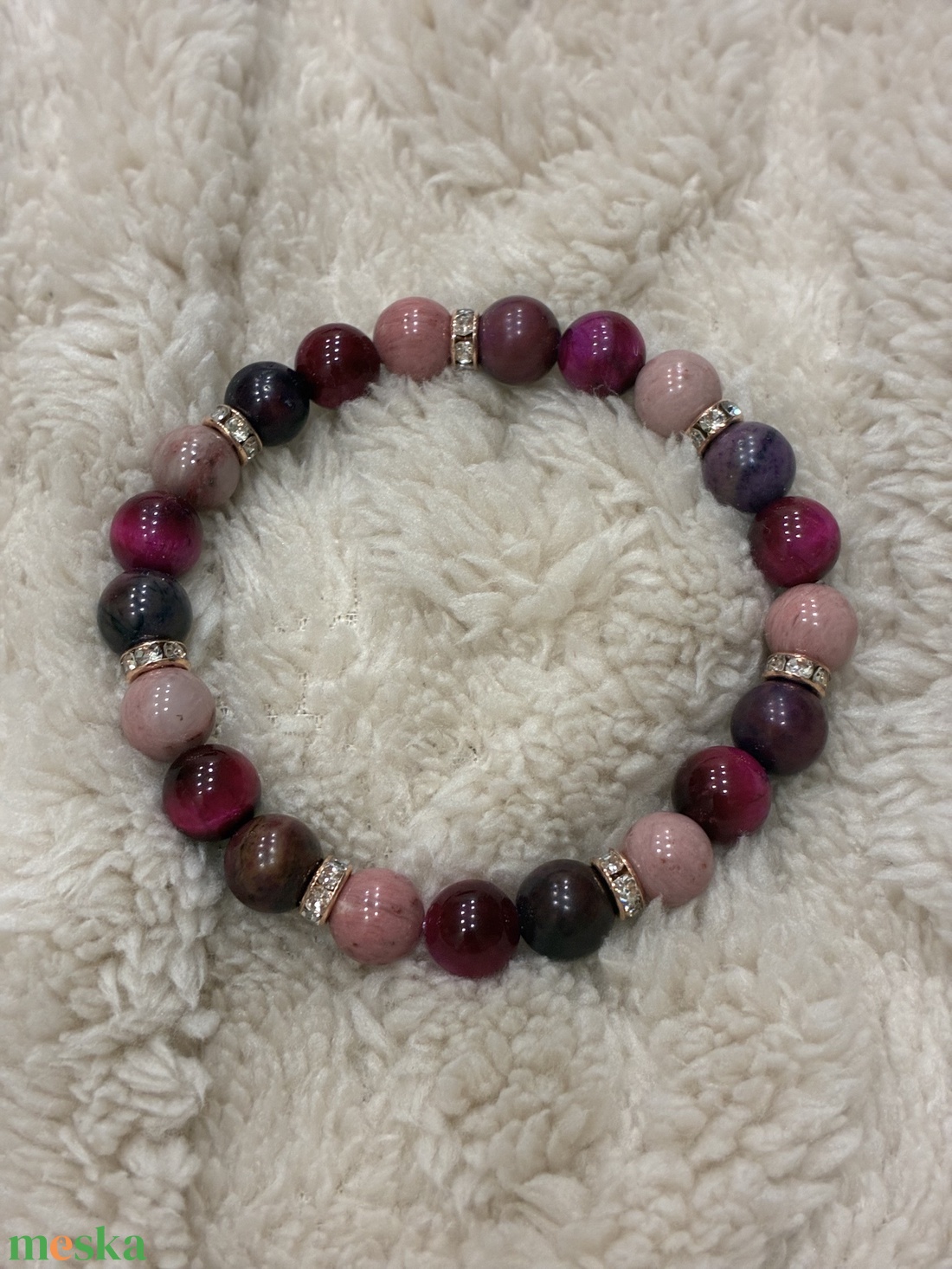 Tigrisszem-sugilit-rodinit ásvány karkötő - ékszer - karkötő - ásványkarkötő - Meska.hu