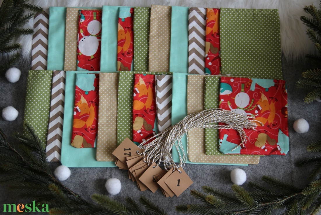 Adventi zsákok (adventi naptár) : piros jeges szett - karácsony - adventi díszek - adventi naptár - Meska.hu