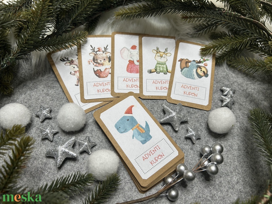Adventi kupon - barna állatos - karácsony - adventi díszek - adventi naptár - Meska.hu