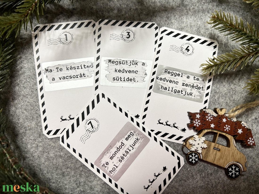 Adventi kupon - fehér-barna állatos - karácsony - adventi díszek - adventi naptár - Meska.hu