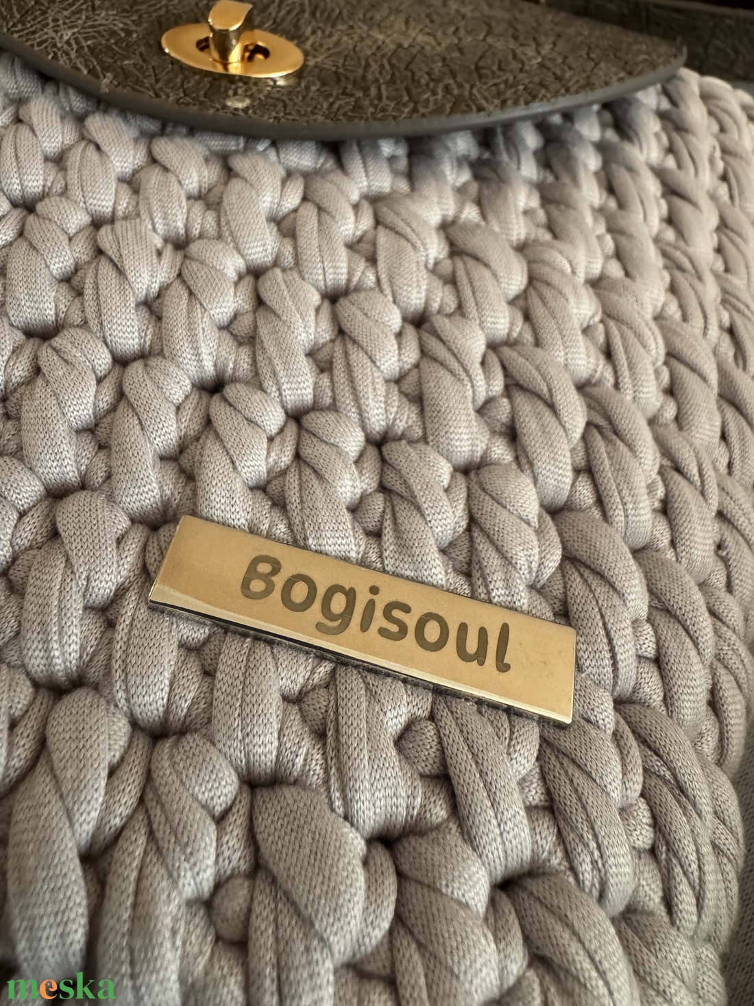 BogiSoul- szürke horgolt táska - táska & tok - kézitáska & válltáska - vállon átvethető táska - Meska.hu