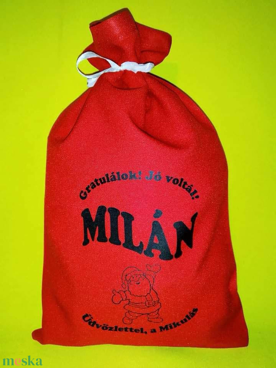 Mikulás zsák névvel, mintával - karácsony - mikulás - mikulás zsák - Meska.hu