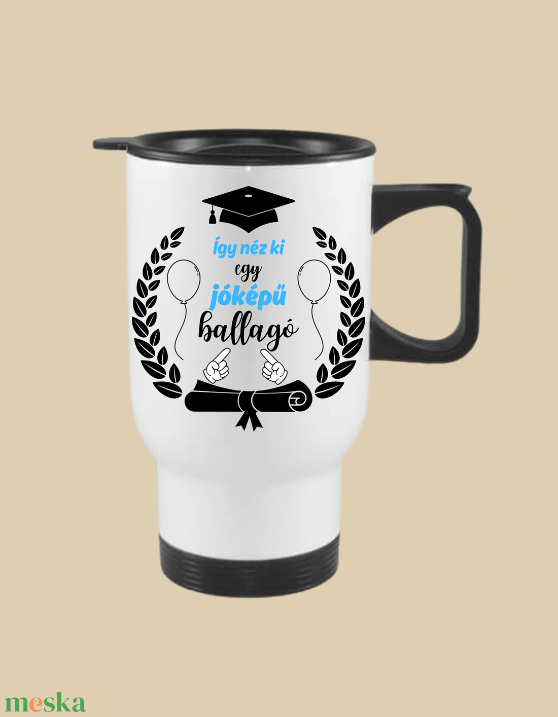 Így néz ki egy jóképű ballagó kék, termo autós bögre - otthon & életmód - konyhafelszerelés, tálalás - tálalás - bögre & csésze - Meska.hu