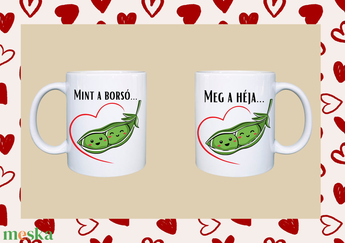 Mint borsó meg a héja bögre szett (2 db-os) - otthon & életmód - konyhafelszerelés, tálalás - tálalás - bögre & csésze - Meska.hu