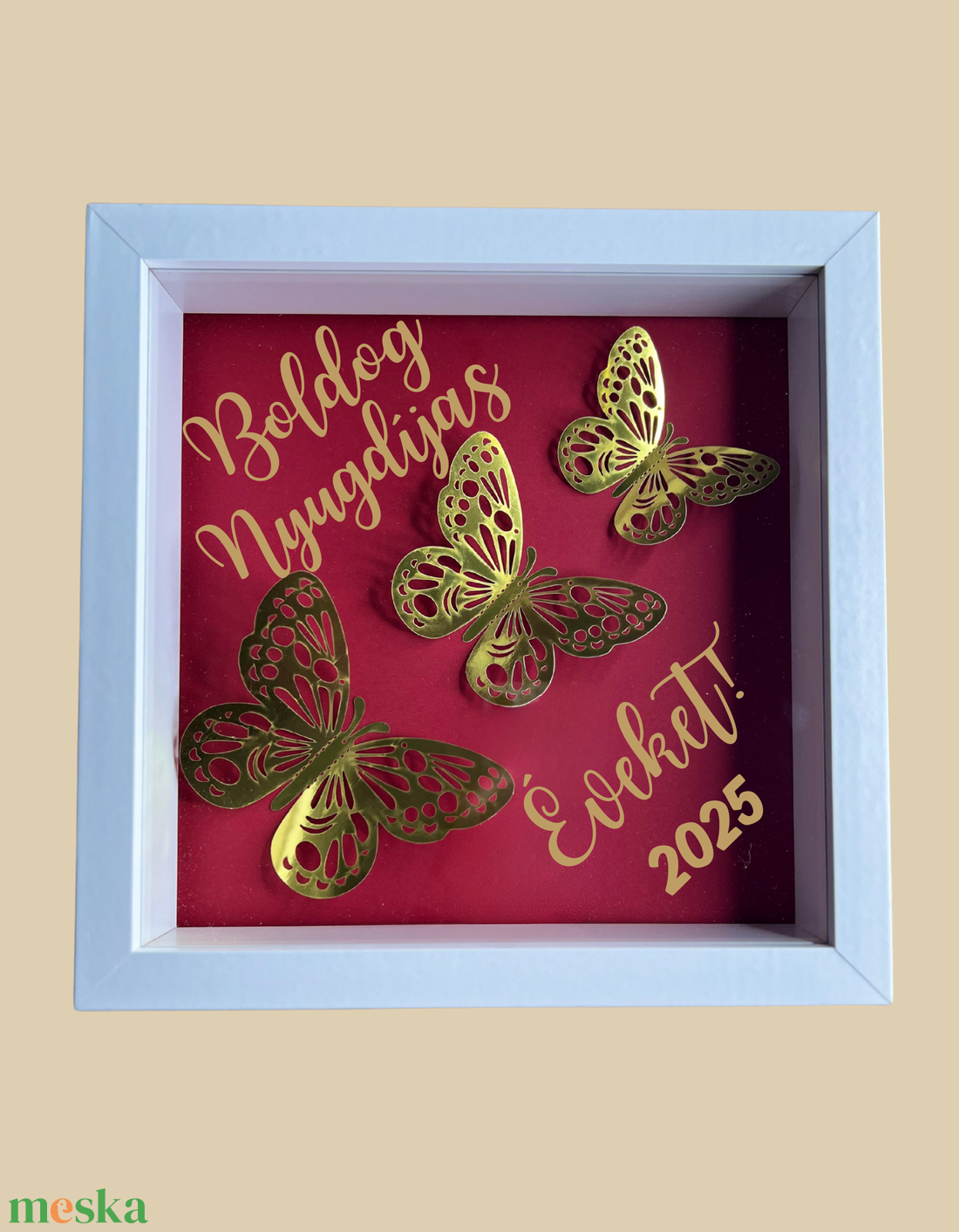 Bordó-arany pillangó 3D kép - otthon & életmód - dekoráció - kép & falikép - 3d képek - Meska.hu