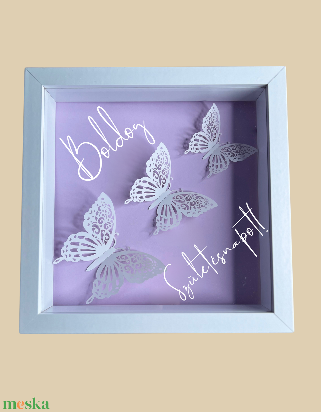  Lila-fehér pillangó 3D kép - otthon & életmód - dekoráció - kép & falikép - 3d képek - Meska.hu