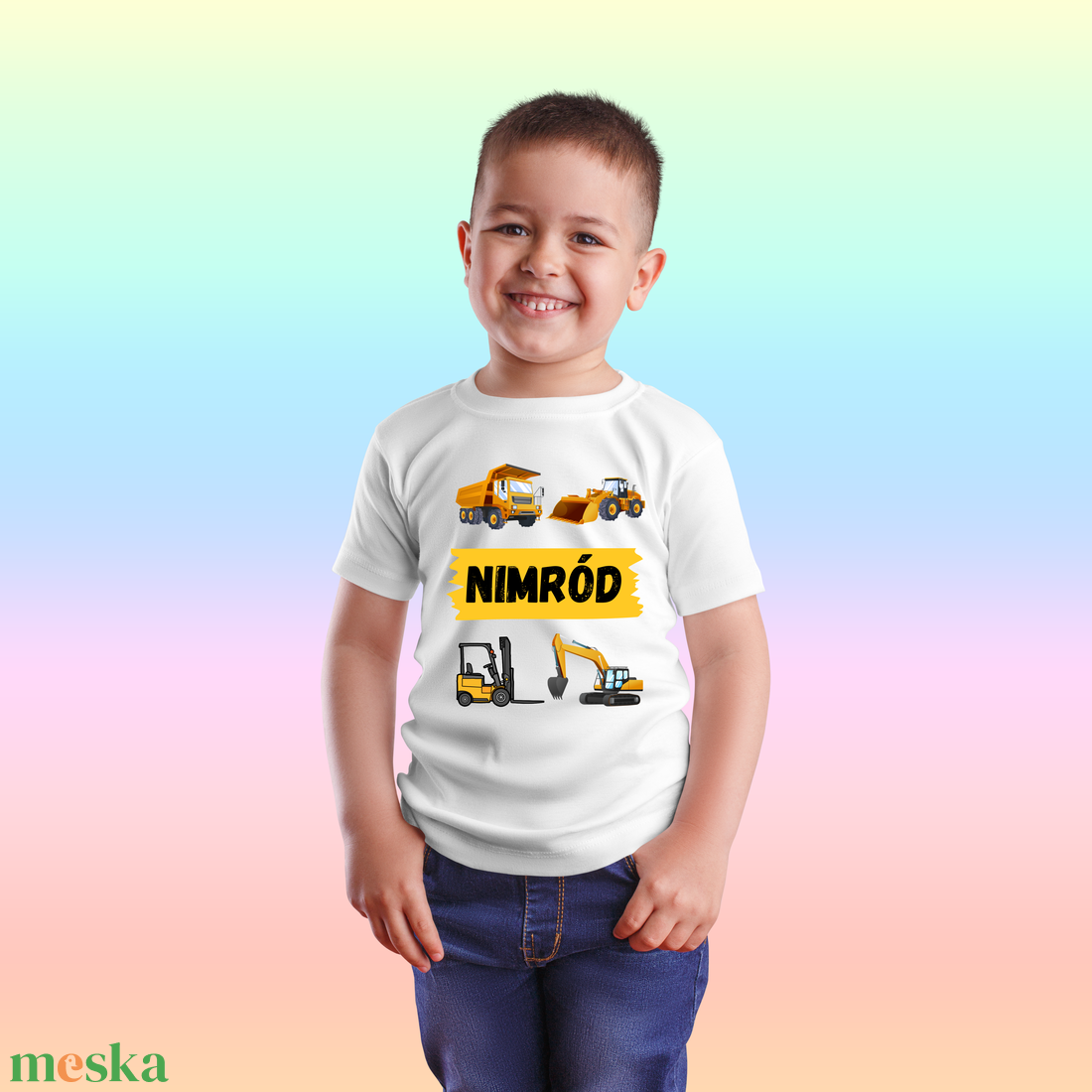 Munkagépes és neves gyerek póló - ruha & divat - gyerekruha - póló - Meska.hu