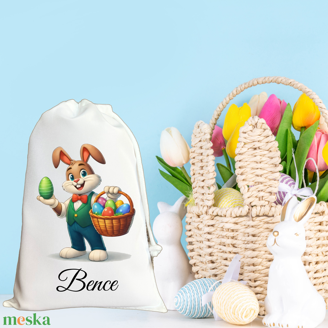 Tojásgyűjtő zsák - ünnepi díszek, dekorációk - húsvéti díszek és dekorációk - húsvéti kosár - Meska.hu
