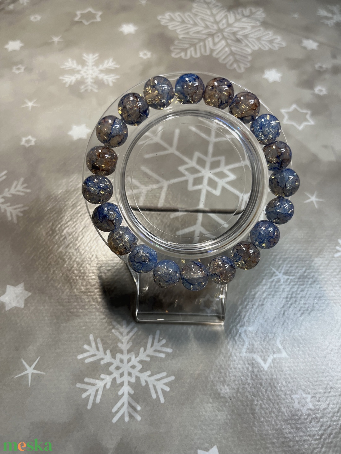 Márványos üveggyöngy karkötő - ékszer - karkötő - gyöngyös karkötő - Meska.hu