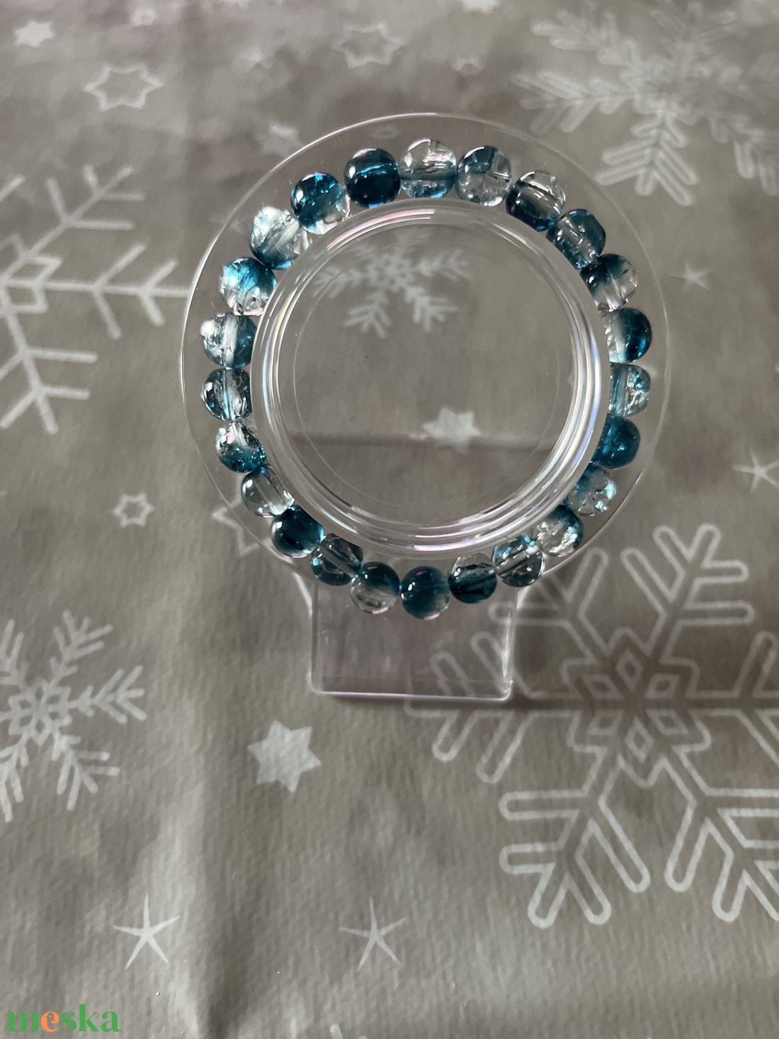 Kék üveggyöngy karkötő  - ékszer - karkötő - gyöngyös karkötő - Meska.hu