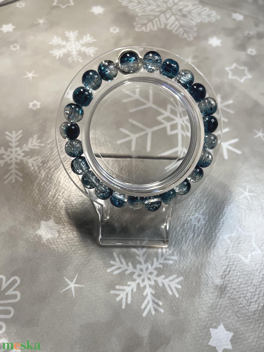 Kék üveggyöngy karkötő  - ékszer - karkötő - gyöngyös karkötő - Meska.hu