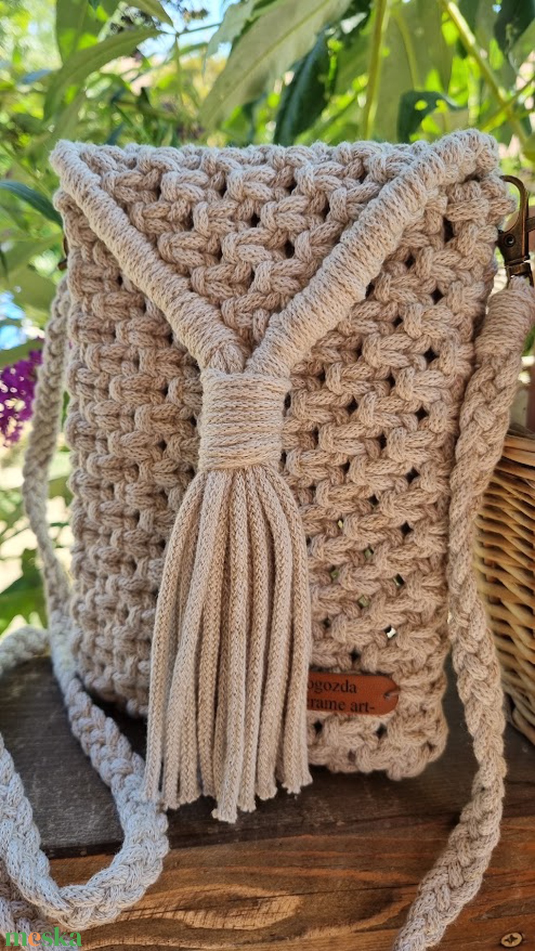 Makramé kis táska - táska & tok - kézitáska & válltáska - vállon átvethető táska - Meska.hu