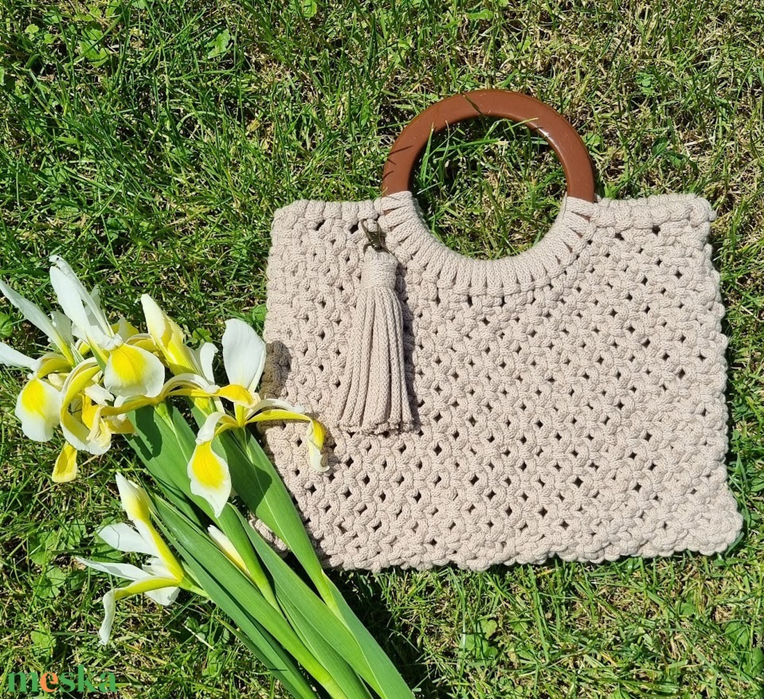 Makramé elegancia táska - táska & tok - kézitáska & válltáska - kézitáska - Meska.hu