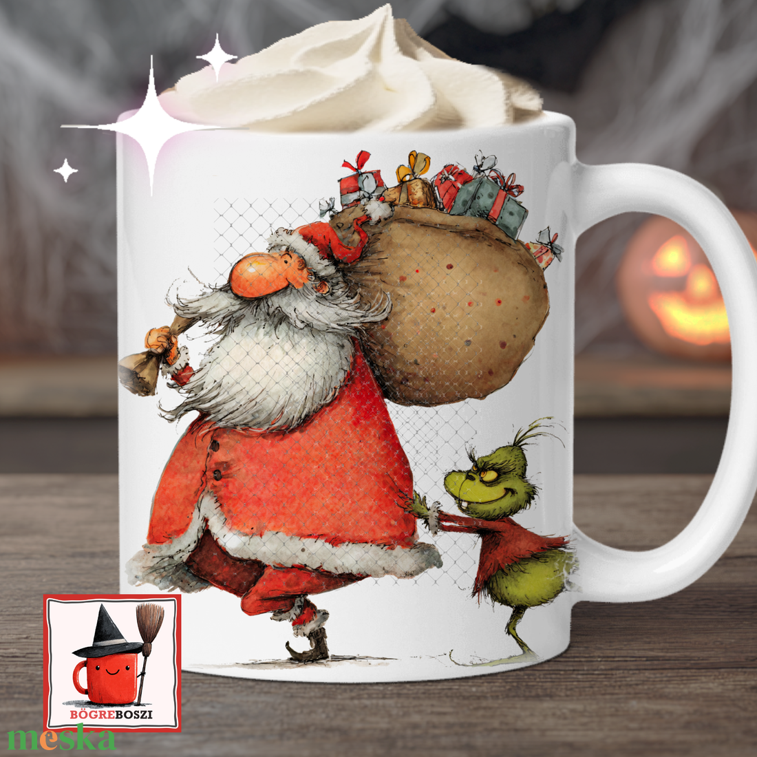 Grincses Télapó Bögre  /  Puttonyos Karácsony - otthon & életmód - konyhafelszerelés, tálalás - tálalás - bögre & csésze - Meska.hu
